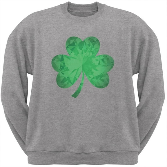 St. Patricks Day - Jeweled Shamrock Heather Grey Adult Sweatshirt - 2X-Large