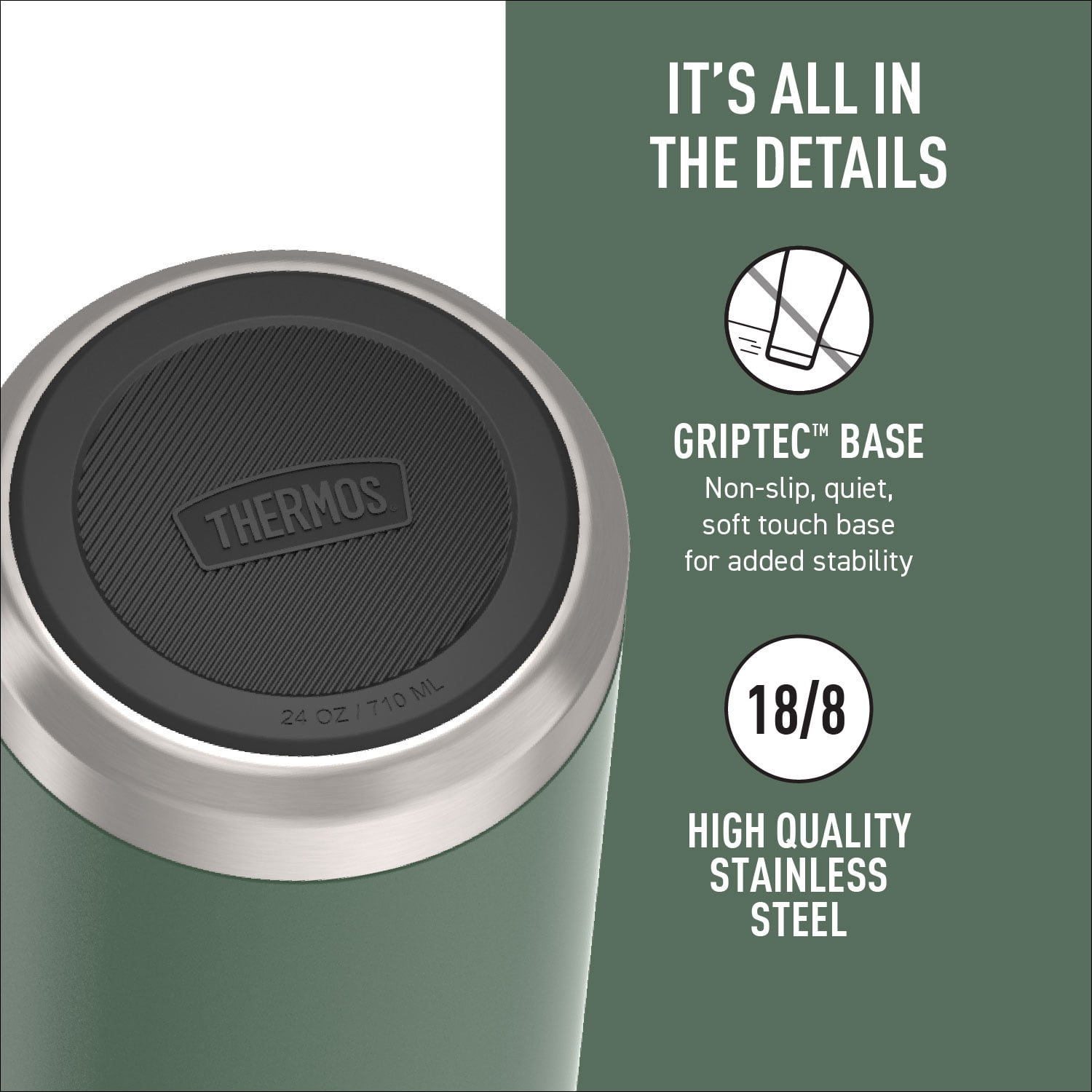 Thermos Stainless Steel Insulated Food Jar with Spoon, 24oz, Alpine Green, Ideal Use for Workday Meals and Travel, Made for Portable Food Storage, Dishwasher Safe, For Hot & Cold Food