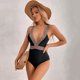 thumbnail image 5 of Monokini de una pieza con cuello en V para mujer, traje de baño Sexy ahuecado,l Feliz Sencillez, 5 of 5