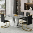 thumbnail image 6 of Sumdeal 63" Morden Faux Marble Dining Room Table Sets for 6,Gray Table and Black Chairs,Set of 6, 6 of 8