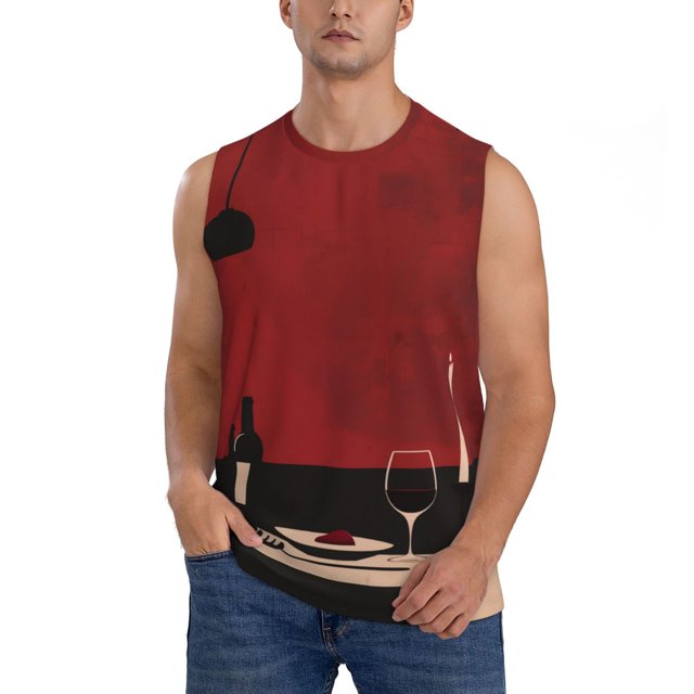 Balery Minimalist Romantic Dinner Camisetas sin mangas para hombre, absorbe la humedad y protege contra el mal olor.-3X-Large