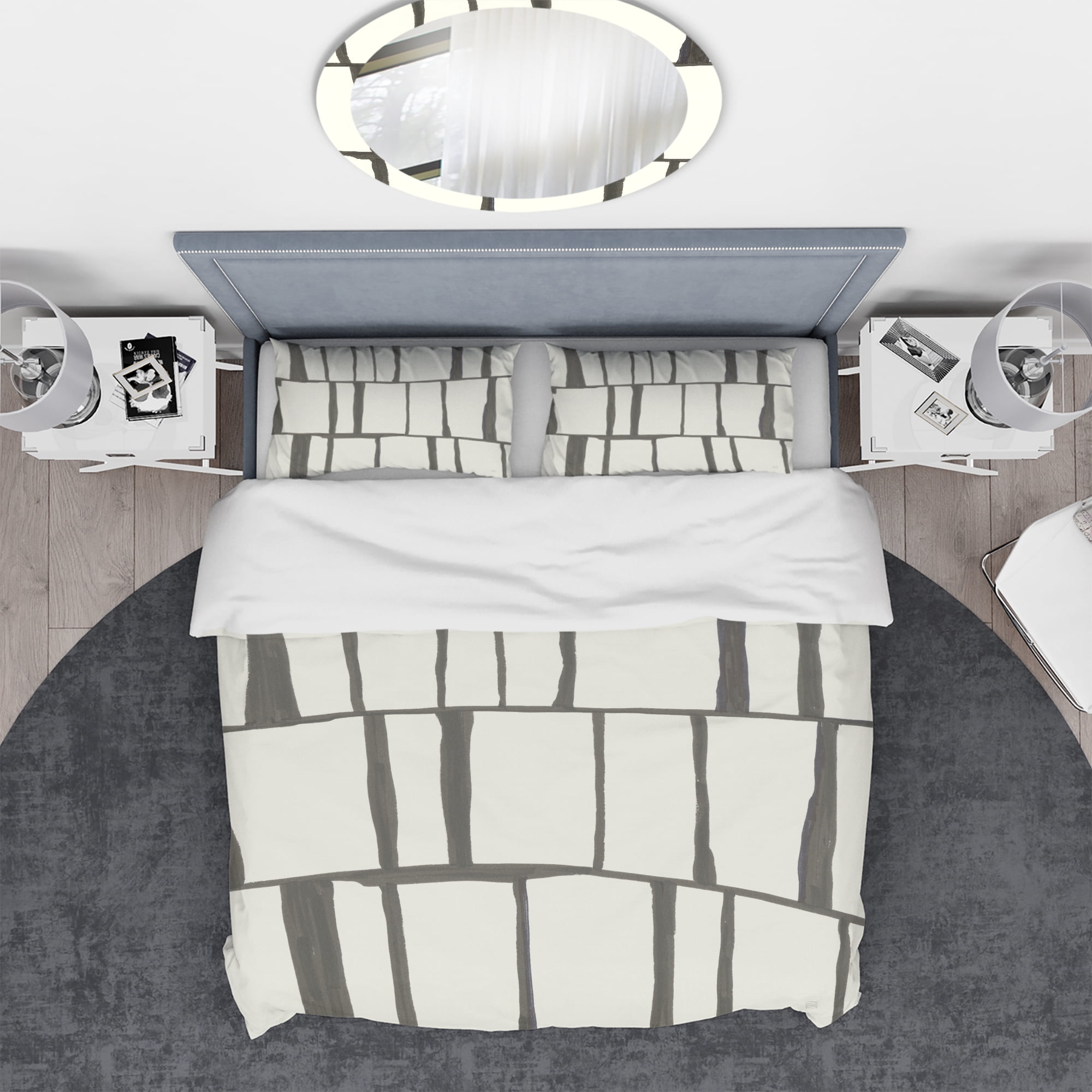 Designart 'minimalist black and white I' Geometric Duvet Cover Set