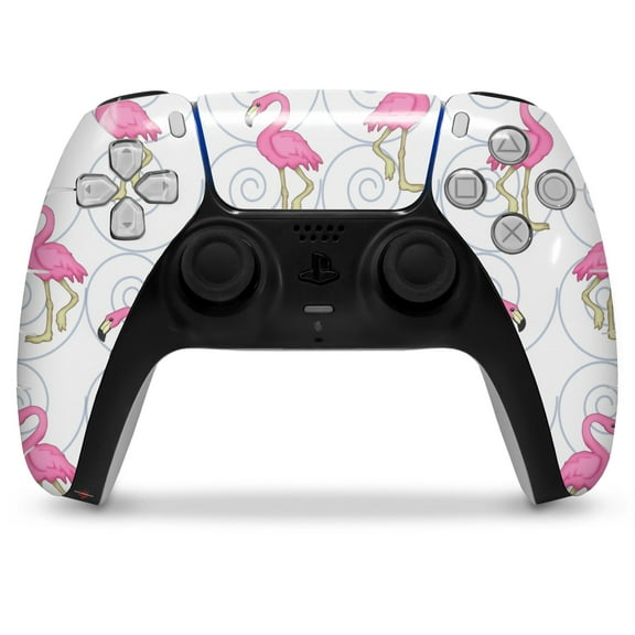 WraptorSkinz Skin Wrap compatible with the Sony PS5 DualSense Controller Flamingos on White (CONTROLLER NOT INCLUDED)