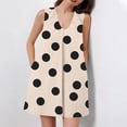 thumbnail image 3 of Levmjia Women's Dress V-Neck Polka Dot Sleeveless A-Line Pleated Casual Summer Dress With Pockets Loose Comfortable Polyester Fabric, 3 of 8