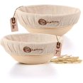 thumbnail image 1 of Banneton Baskets for Sourdough Baking - Set of 2 9 Inch Rattan Baskets with Liners, 1 of 6