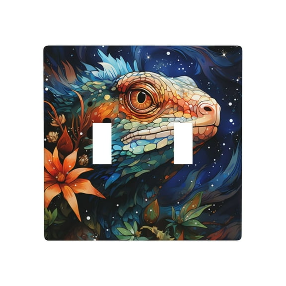 2 Gang Double Toggle Wall Plate Light Switch Cover Wallplate - Lizards Lizard Starry