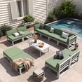 thumbnail image 2 of ELPOSUN Aluminum Patio Furniture Set,11 Piece Modern Outdoor Furniture with 5 inch Cushion, Metal Patio Sectional Conversation Sets for Deck, Backyard, Porch(Green), 2 of 8