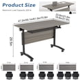 thumbnail image 5 of 10 Pack Folding Conference Table, 61 Inch Mobile Training Table with Wheels,Business Style Flip Top Seminar Tables for Small Office Meeting Room Classroom（Elm）, 5 of 8