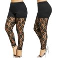thumbnail image 2 of Women's Mesh Lace Patchwork Pantyhose Oversize Full Length Legging High Waist See Through Skinny Pants, 2 of 6