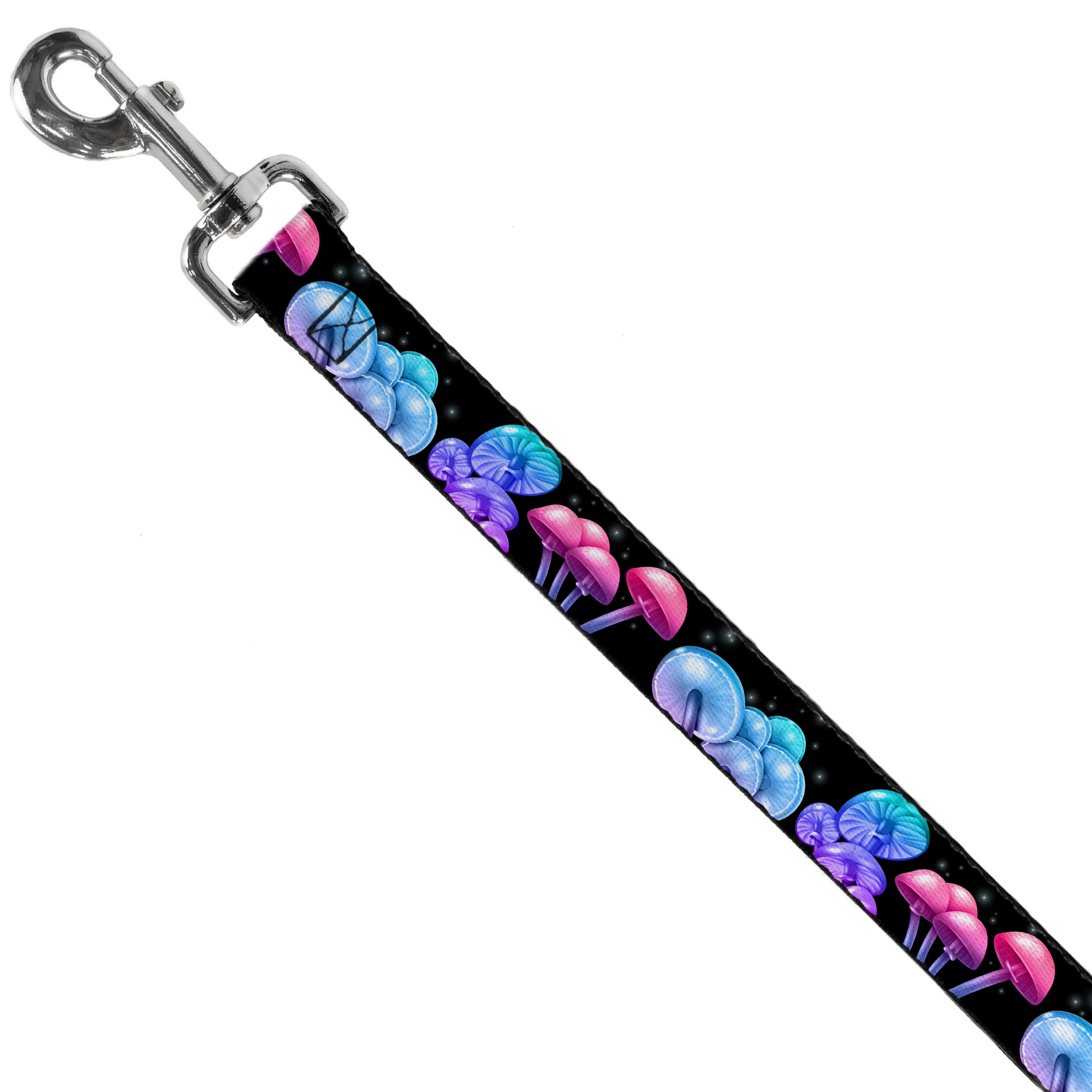 Buckle-Down Pet Leash, Dog Leash, Mushroom Glow Black Multi Color, 6 Feet Long 1.0 Inch Wide