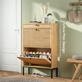 thumbnail image 2 of Brafab Flued Shoe Cabinet, Shoe Storage Organizer Cabinet with 2 Flip Wavy Line Drawers, Freestanding Shoe Rack with Adjustable Shelf for Entryway, 2 of 8