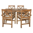 thumbnail image 2 of Pemberly Row Acacia Wood Patio 5-Piece Dining Set with x-shaped back in Brown, 2 of 3