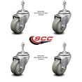 thumbnail image 2 of 3.5 Inch Gray Polyurethane Wheel Swivel 3/8 Inch Threaded Stem Caster Set SCC, 2 of 2
