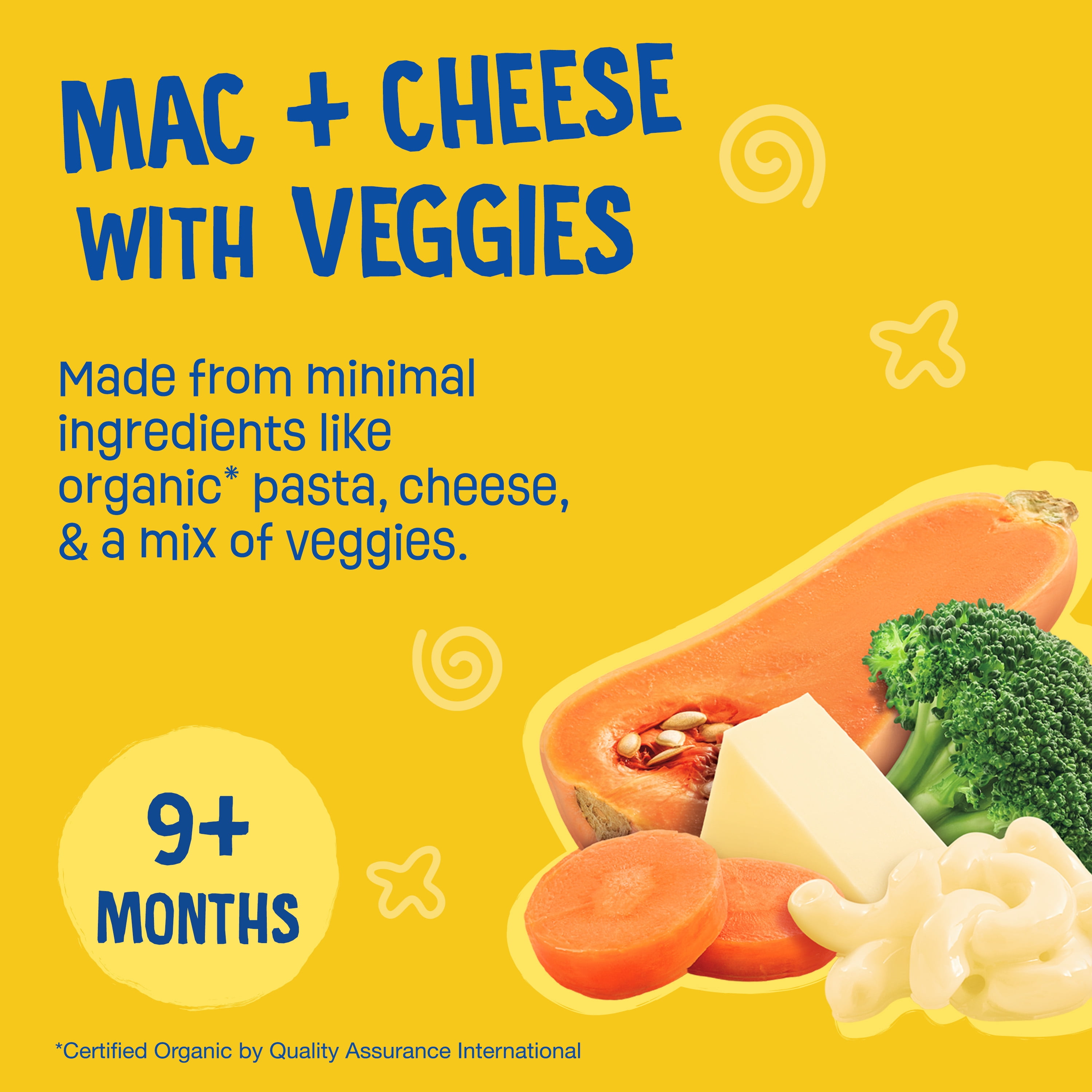 (12 pack) Earth's Best Organic Stage 3 Baby Food, Mac & Cheese with Veggies Pasta & Veggie Puree, 4 oz Pouch