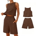 thumbnail image 6 of Horkkom Short Sets for Women 2 Piece Linen Solid Color Tank Tops High Waist Shorts with Pockets Summer Casual Vacation Sets XXXL, 6 of 7