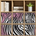 thumbnail image 4 of Collapsible Oxford Fabric Storage Cubes with Handles, Large Mid Foldable Oxford Cloth Bins Set of 2/6, Closet Organizers for Shelves Clothes Home Kitchen Toy - Pink Zebra Pattern, 4 of 7