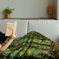 thumbnail image 3 of Woodland Soft Flannel Fleece Throw Blanket, Forest Scene Trees and Pathway Foliage Trunk Greenery Outdoor Picture, Cozy Plush for Indoor and Outdoor Use, 60" x 80", Green Brown, by Ambesonne, 3 of 5