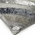 thumbnail image 2 of Cushion Cover Custom, Silver Bands - 12x12 Inches Decorative Throw Pillow Covers In Silk With Sequin & Bead Embroidery, 2 of 6