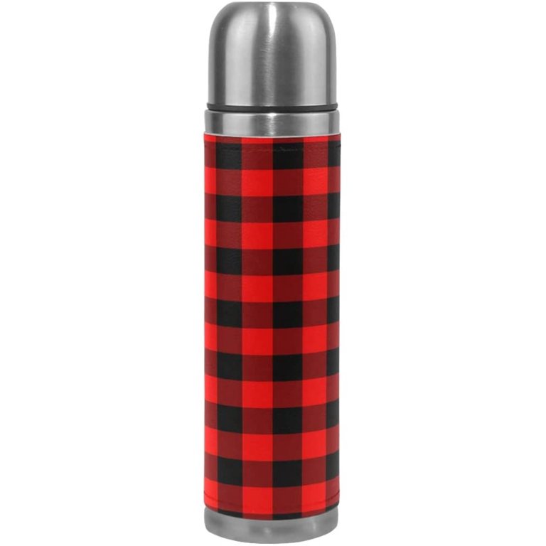 Red Black Plaid Vacuum Thermos Christmas Tartan Check Insulated Water  Bottle Stainless Steel Double Wall Flask Bottles, Sports Coffee Travel Mug  Cup