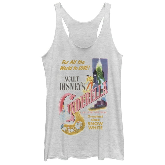 Women's Cinderella Classic Movie Poster Racerback Tank Top White Heather 2X Large