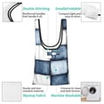 thumbnail image 5 of Shopping Bag 17.5×4.5×15in Crack Resistant Waterproof Super Large Capacity Reusable Extended Handle Can Be Carried Or One Shoulder Doderblue Checked Hand-Drawn Sketch_3, 5 of 8