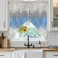 thumbnail image 3 of Swag Valance Curtains for Windows, Blue Grey Abstract Light Filtering Kitchen Curtains with Rod Pocket, Gradient Geometric Graffiti Modern Art Window Treatment Valances, 36x36 - 2 PCS, 3 of 9
