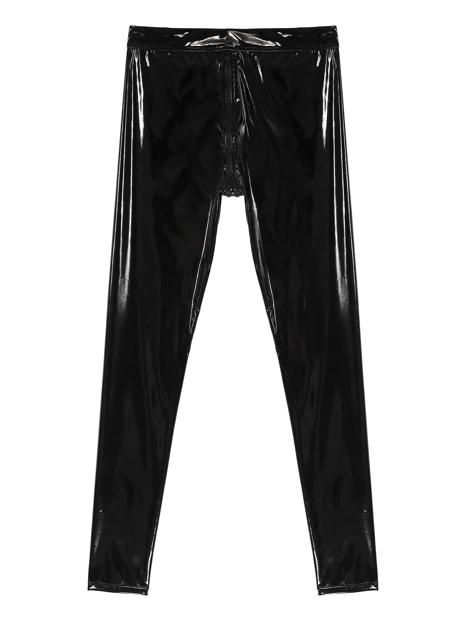 CHICTRY Mens Faux Leather Skinny Leggings Shiny Tights Motorcycle Biker Pants Black 3XL