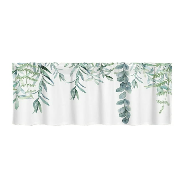SDNall Colorful Floral Valance for Bathroom Kitchen Windows, Small Thermal Insulating Curtain, 52X18 Inch, Multicolor Leaves Plants