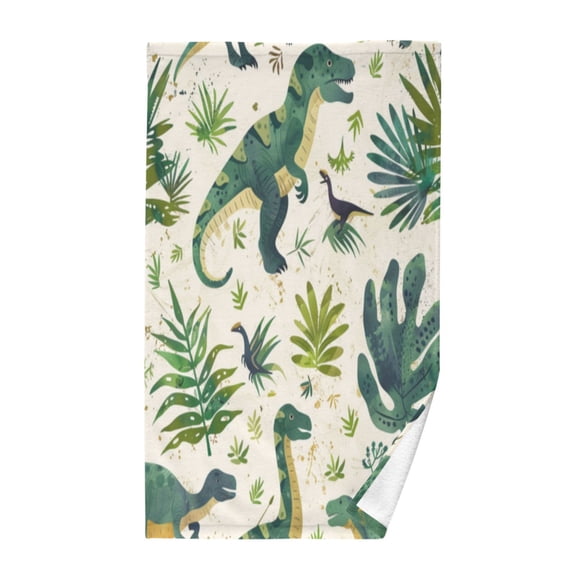 Pure Cotton Face Towel 16x28 Inches Hand Towel Bath Towel Hand Bath Towels Soft Good Water Absorption for Washing Face Wiping Face Green Cartoon Dinosaur