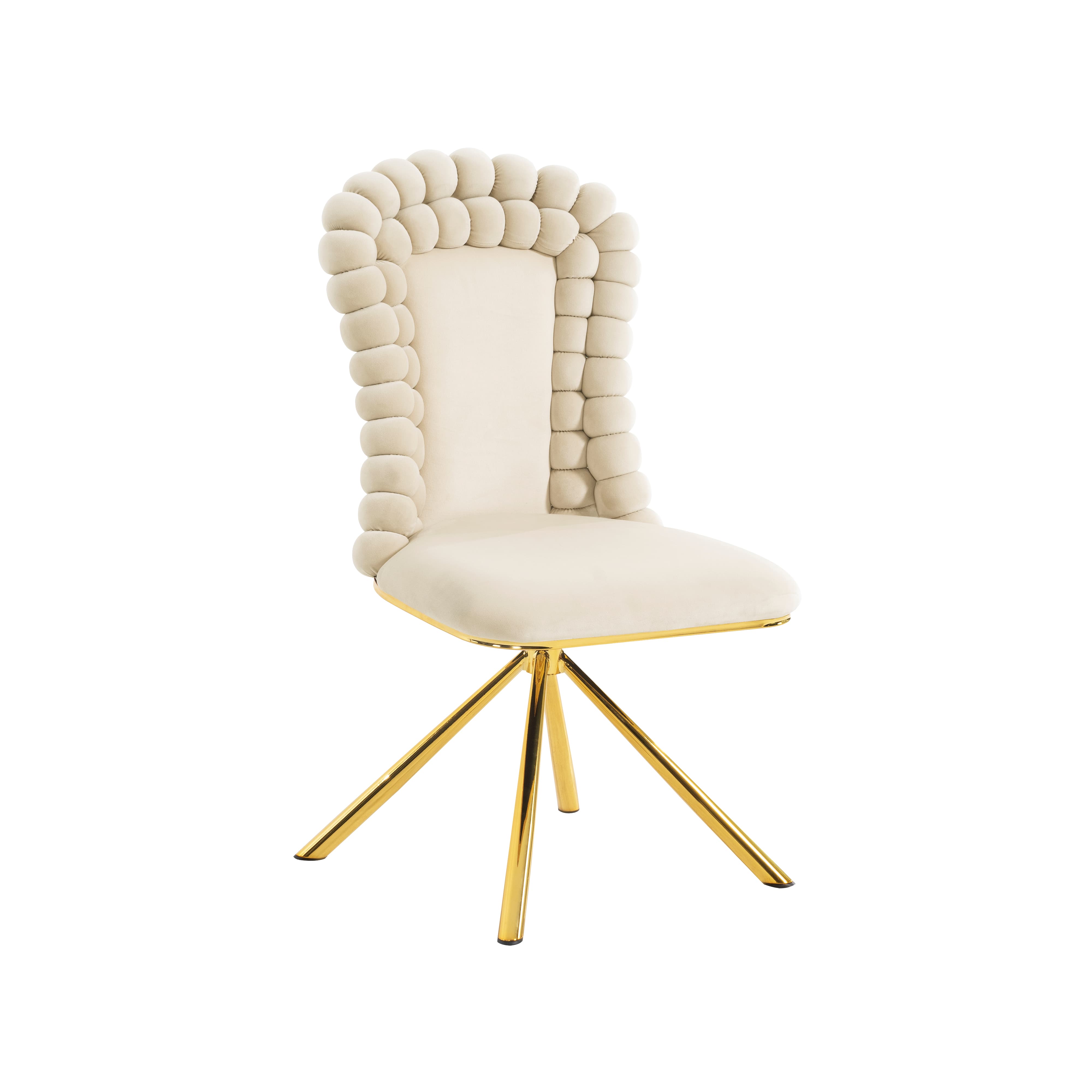 Aukfa Velvet Dining Chairs Set of 2, 360° Swivel Upholstered Accent Chairs for Bedroom/Living Room,Beige