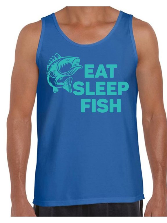 Eat Sleep Fish Men's Tank Top Fishing T-Shirt for Him Eat Sleep Fish Tanks Fisher's Tank Top for Boyfriend Fishing Lovers Gifts Fisher Tank Top for Dad I Love Fishing Shirt for Men