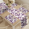 thumbnail image 2 of Ambesonne Floral Table Runner & Placemats, Phalaenopsis Orchid Flowers, Placemat 4 pcs + Runner 12"x90", Dark Purple White Khaki, 2 of 2