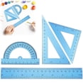 thumbnail image 2 of Triangular Ruler Set, Plastic Metric Inch Geometric Protractor Triangle Engineering Scale Drafting Ruler Kit, 2 of 8