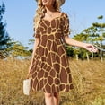 thumbnail image 2 of Brown yellow giraffe print pattern Sleeveless Dress Summer skirt Casual dresses Long veiled dresses, 2 of 6