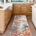 thumbnail image 2 of Tzou Super Soft Modern Abstract Runner Rugs 2x6ft, Washable Carpet for Entryway Hallway Kitchen, Colorful Non-Slip Indoor Floor Mat, Low Pile(Orange/Gray), 2 of 7