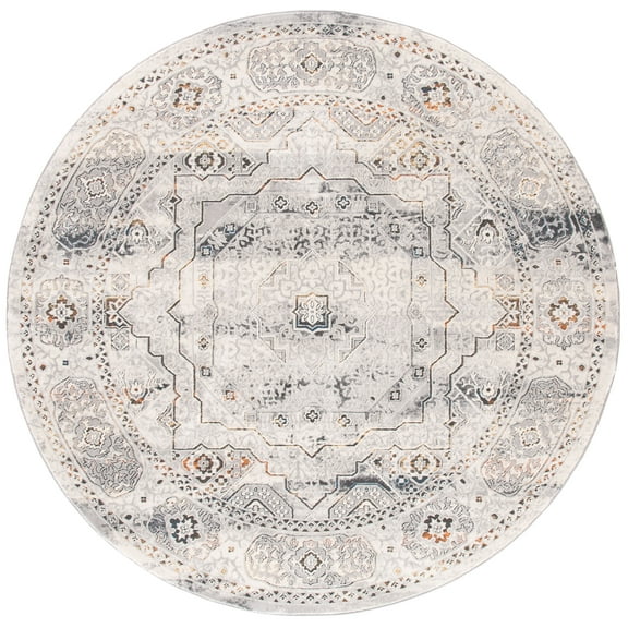 SAFAVIEH Alhambra Evan Oriental Area Rug, Cream/Grey, 6'7" x 6'7" Round