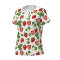 thumbnail image 3 of Wukai Strawberry Casual V-Neck Graphic Tees for Women: Lightweight and Breathable Summer Tops with Stylish Design-X-Large, 3 of 8