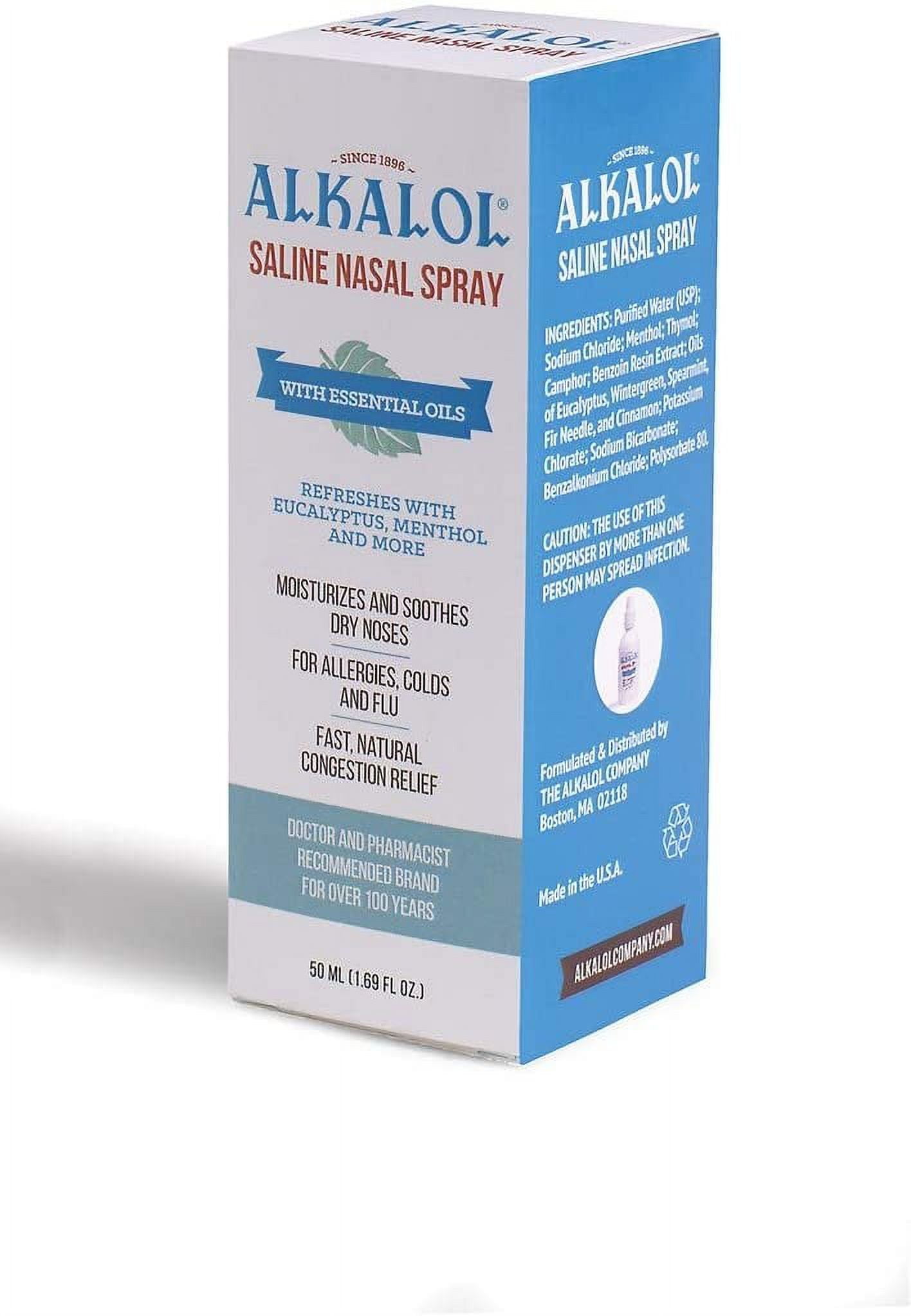 Alaklol Saline Nasal Spray Essential Oils Flu & Allergies 1.69oz, 3-Pack
