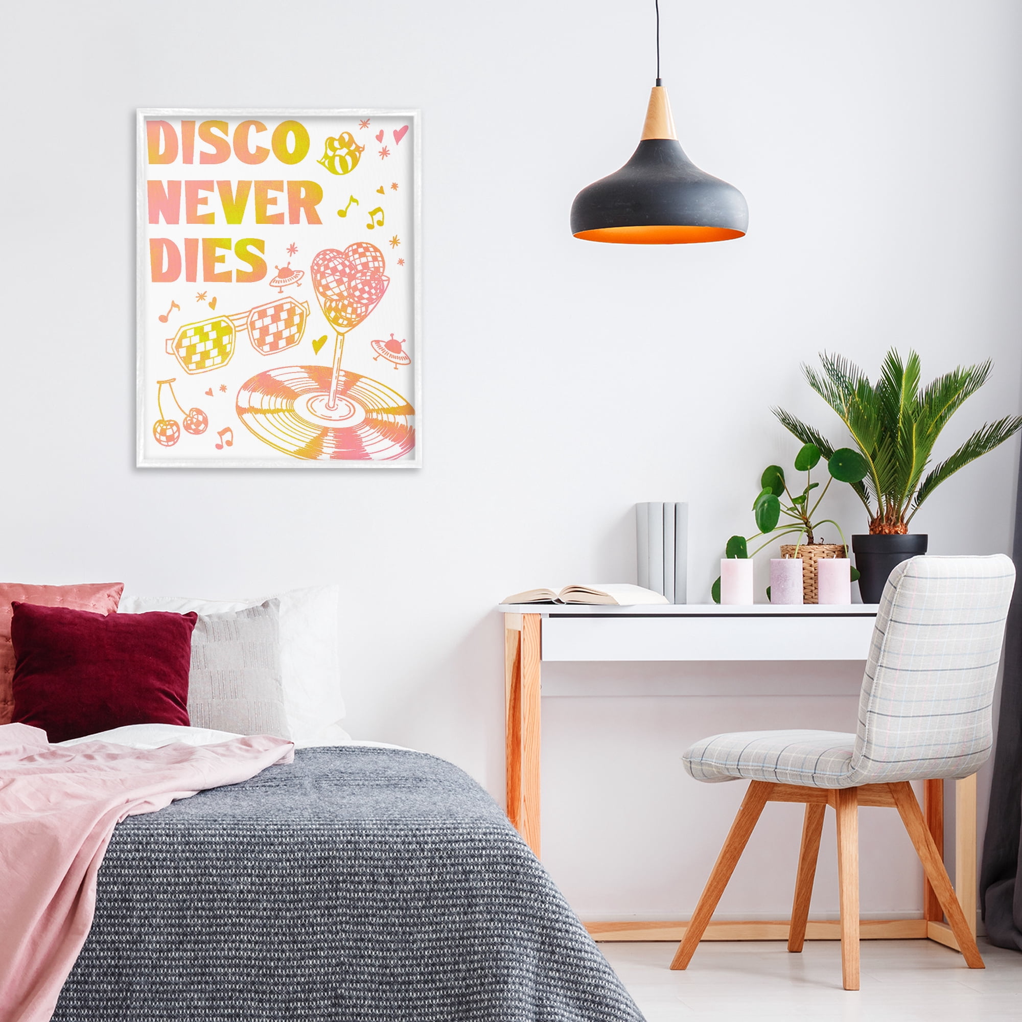 Stupell Industries Disco Never Dies White Framed Giclee Art, design by Ziwei Li
