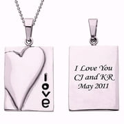Personalized Planet Family "Love" Stainless Steel Pendant, 20"