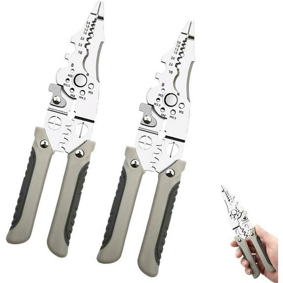 Multifunctional Wire Stripper Crimper Cable Cutter Pliers, Professional Electrical Wire Stripping Tool, Self Adjusting Wire Stripper and Cutter for Electrical Cable Cutting, Crimping Tool（2Pcs）