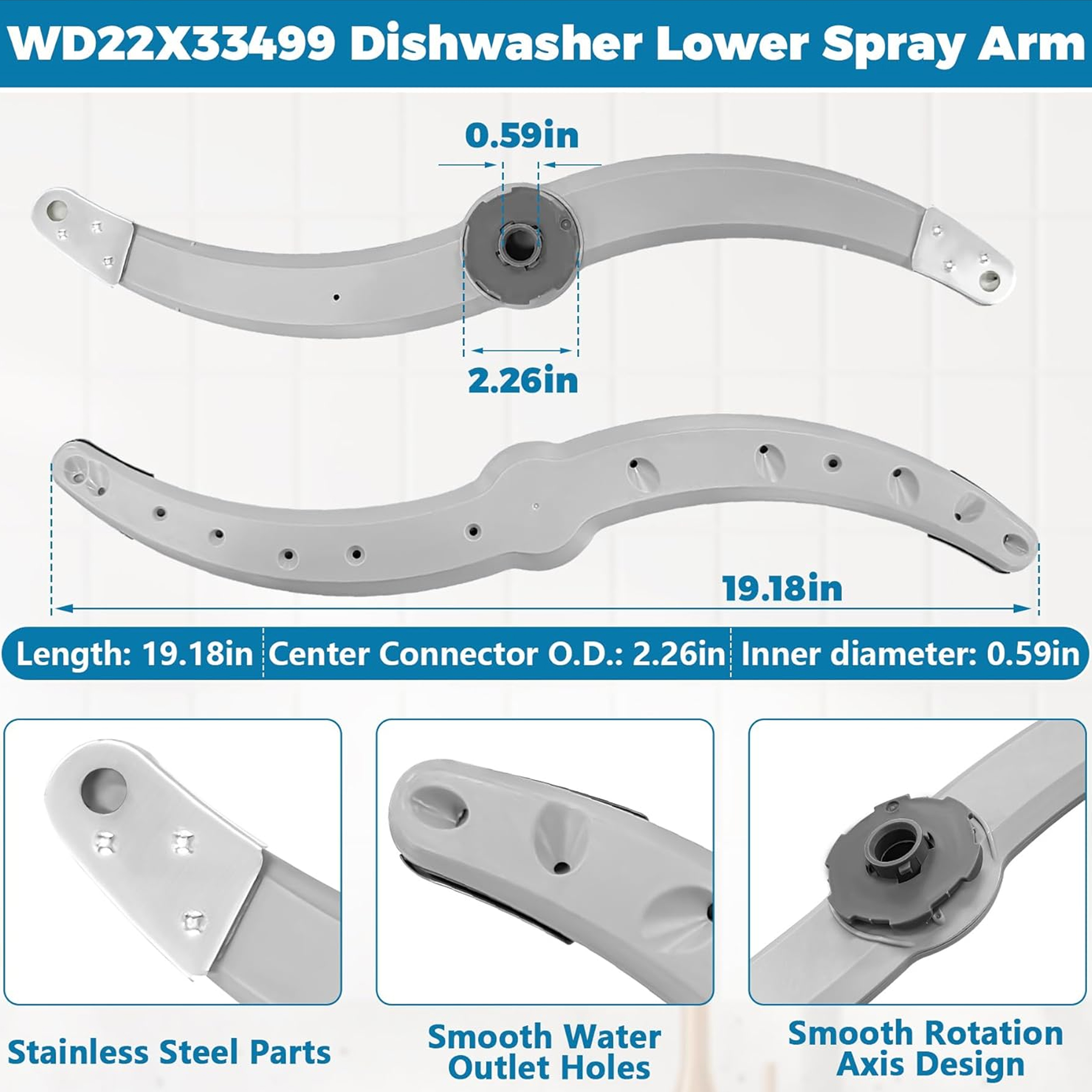 WD22X27724 WD22X33499 Dishwasher Lower Spray Arm Compatible with GE Dishwasher Replaces AP7014276 WD22X26621 WD22X27724 WD22X10091