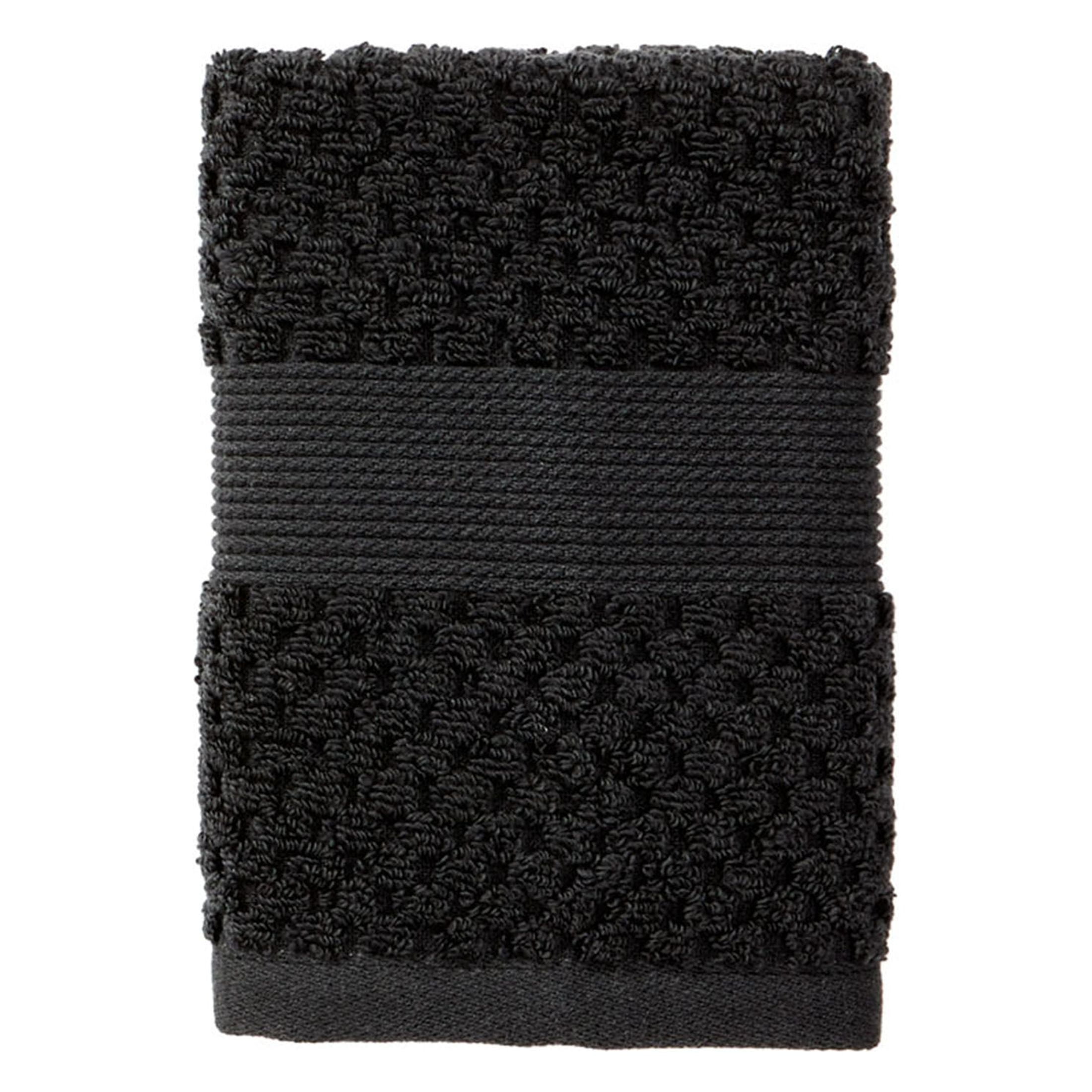 Better Homes & Gardens Signature Soft Cotton Popcorn Textured 6 Piece Bath Towel Set,Rich Black