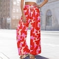 thumbnail image 4 of Jxximdong Palazzo Pants for Women, Petite High Waist Wide Leg Summer Beach Vacation Pants Boho Casual Palazzo Trousers, Red Womens Casual Trousers, 4 of 7