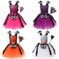 thumbnail image 2 of Vestido de tutú de bruja de malla de araña para niñas con escoba de horquilla, disfraz de bruja para carnaval de Halloween para niños, vestidos elegantes para fiestas infantiles, 2 of 5