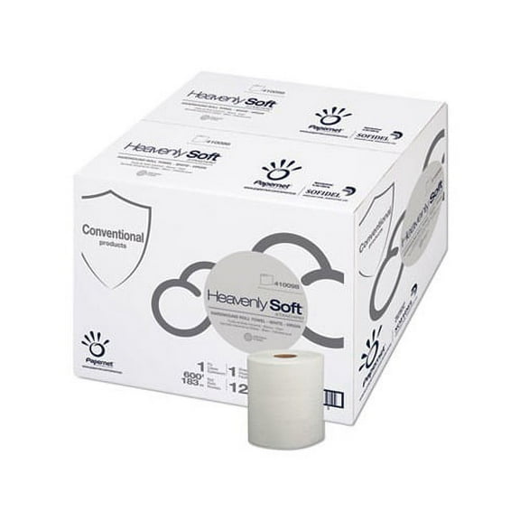 Papernet Heavenly Soft Hardwound Paper Towel Standard, 7.8" x 600 ft, White, 12 Rolls/Carton