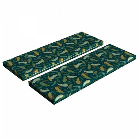 

Floral Bench Cushion Set of 2 Pattern of Christmas Tree Ornamental Plants Standard Size Foam Pad and Decorative Cover Hunter Green Multicolor by Ambesonne