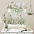 thumbnail image 4 of 3 Piece Kitchen Curtains Tiers and Valances Set, Dandelion Flower Leaves Vintage Spring Daisy Watercolor Floral Botanical Short Rod Pocket Window Curtain for Bedroom, Bathroom, 4 of 6