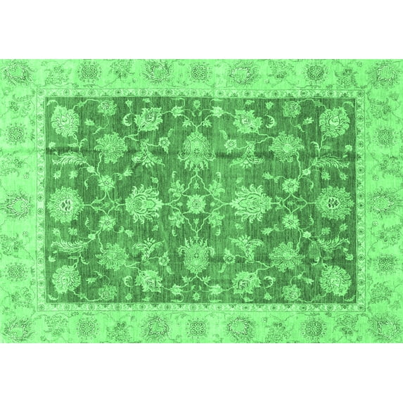 Ahgly Company Indoor Rectangle Abstract Emerald Green Modern Area Rugs, 6' x 9'