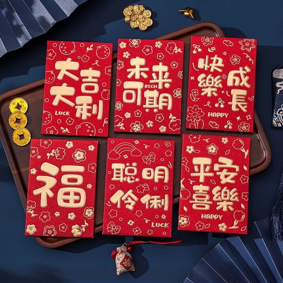 Nvzi-a 12Pcs Red Envelopes Chinese New Year, Lunar New Year of The Snake Lucky Money Red Packets-Red 09